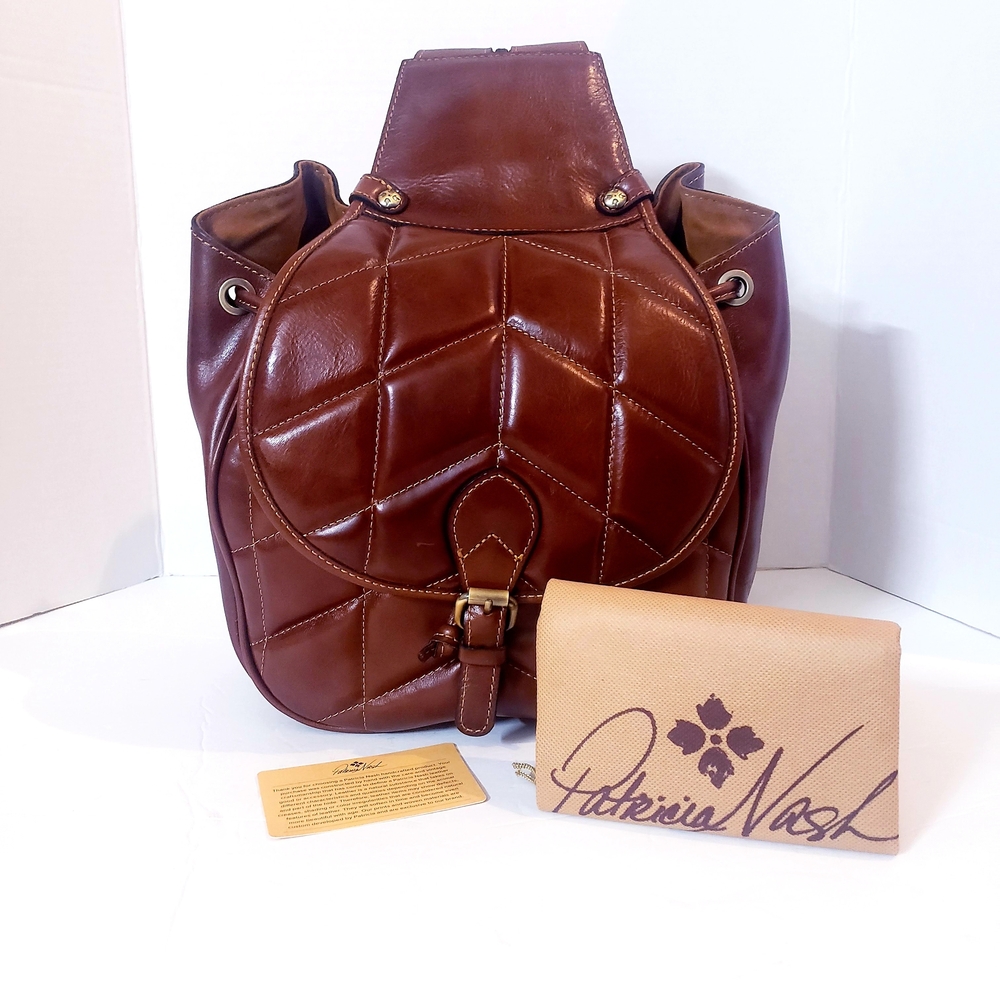 Patricia Nash Brown Leather Quilted Backpack